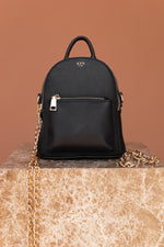 Load image into Gallery viewer, Kyn black vegan leather backpack
